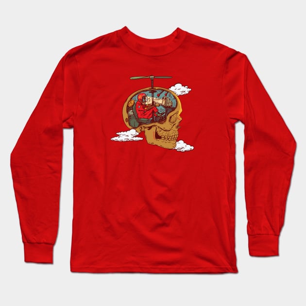 Skull Pilot Long Sleeve T-Shirt by Thomcat23